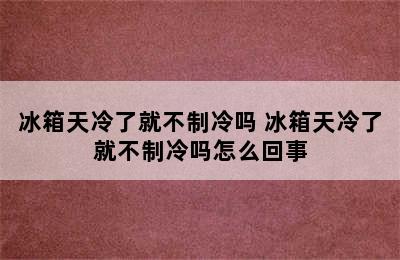 冰箱天冷了就不制冷吗 冰箱天冷了就不制冷吗怎么回事